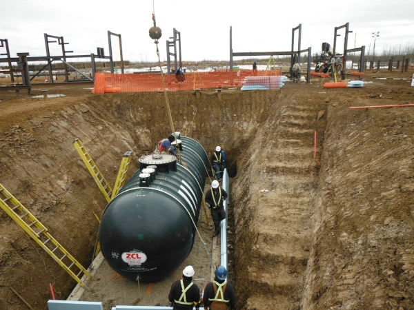 pipeline pump in a trench during installation